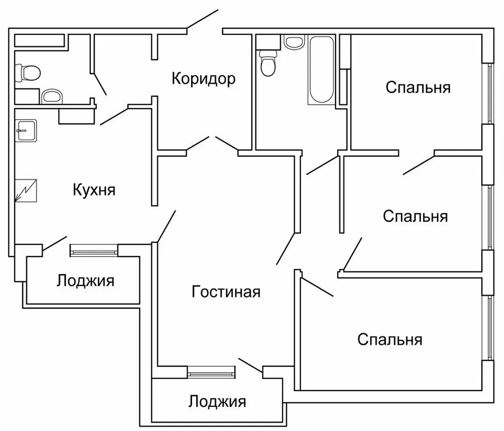 Планировки квартир 4 комнаты 5 комнат План четырехкомнатной квартиры фото - DelaDom.ru