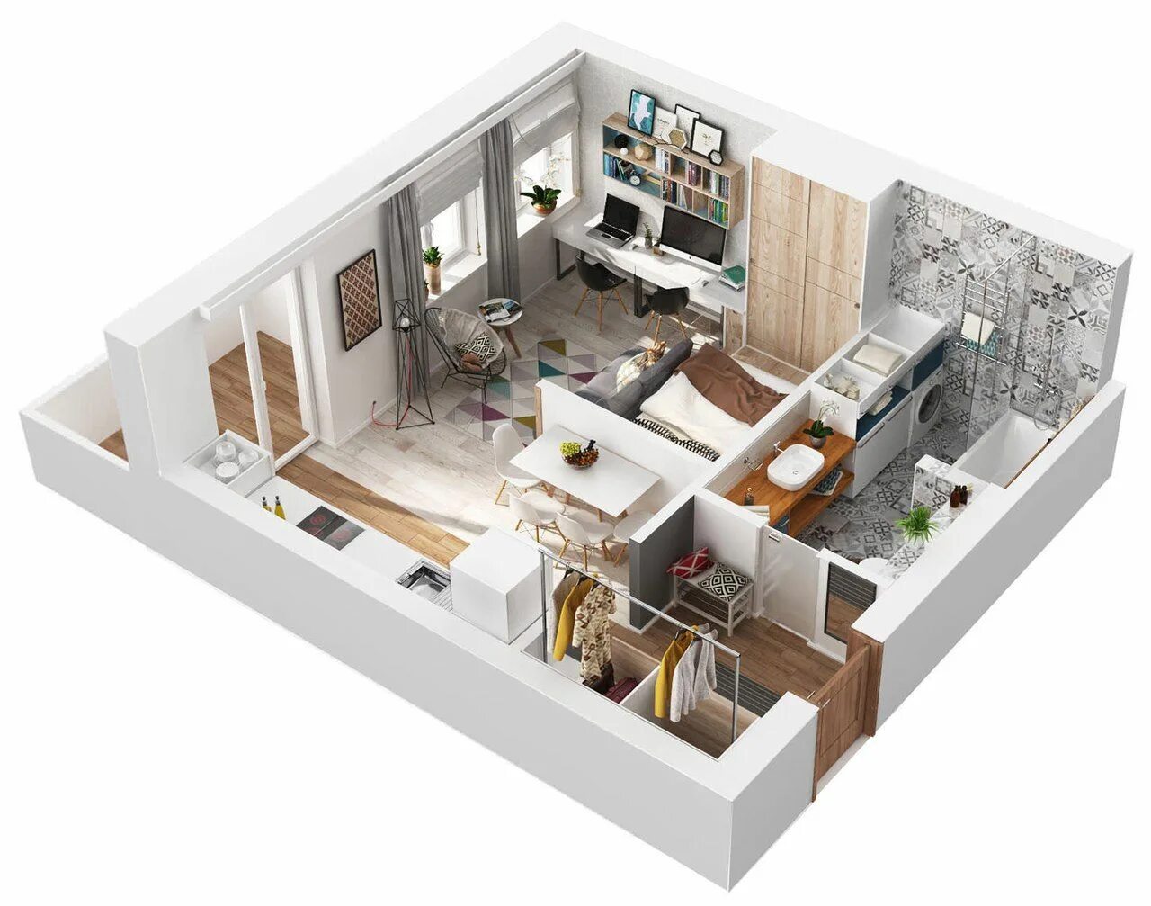 Планировки квартир 40 кв Дизайн однокомнатных квартир и квартир студий Piantine per il design della casa,