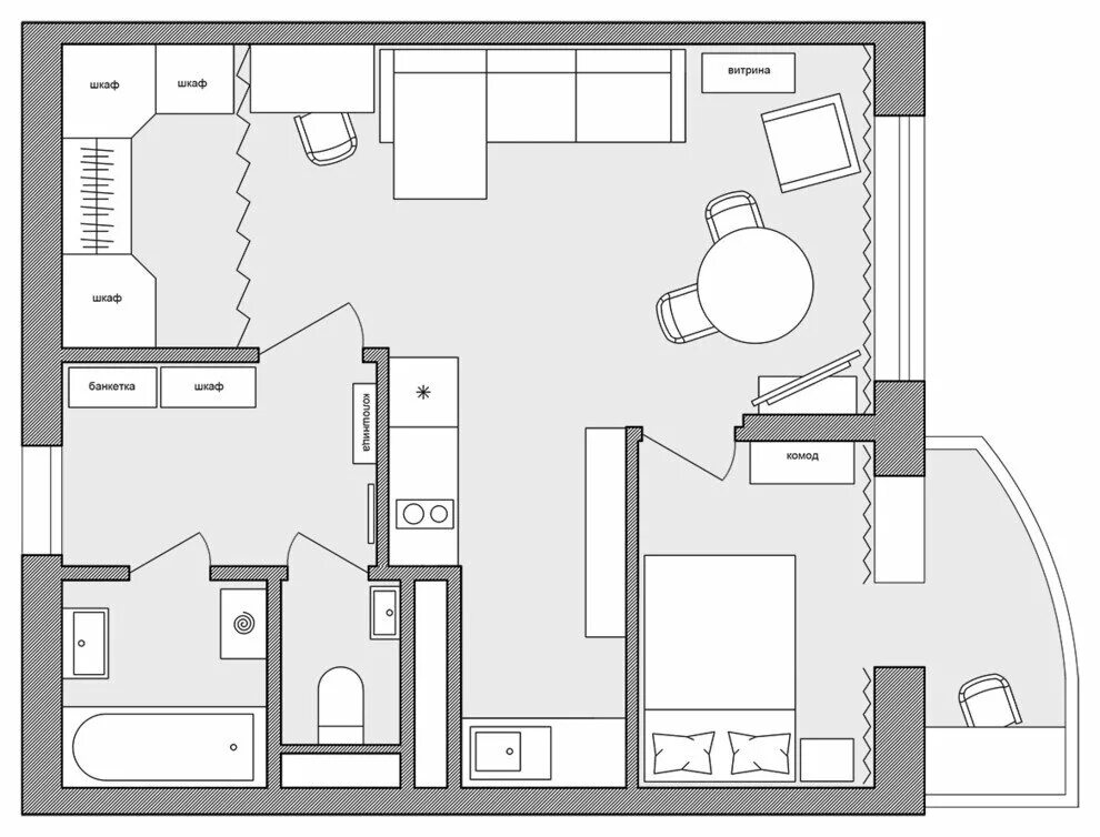 Планировки квартир 44 м Бюджетный ремонт двушки 44 м² своими руками Филдс Дзен