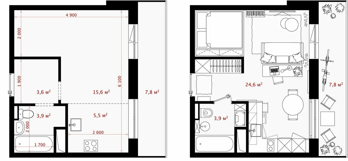 Планировки квартир 44 м Планировка маленьких квартир: советы экспертов myDecor Дзен