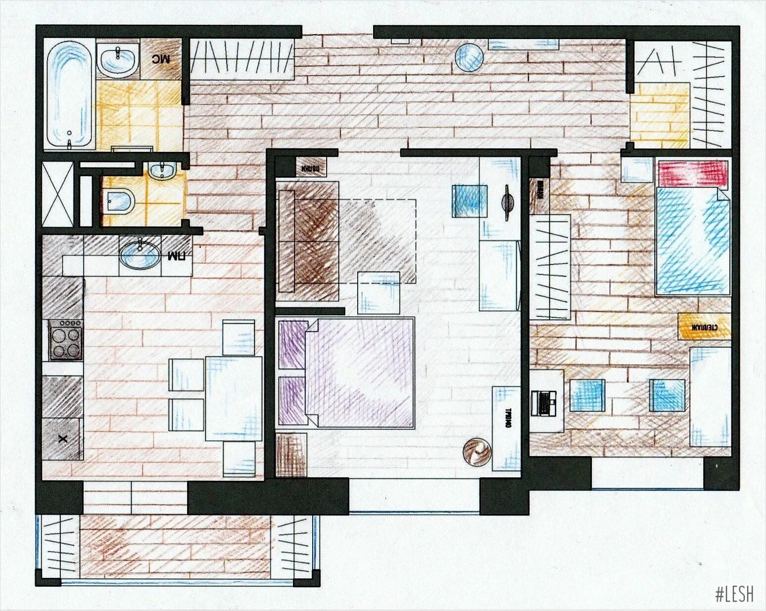 Планировки квартир 60 м Планировка двухкомнатной квартиры 60 м.кв. Floor plan layout, Small apartment la
