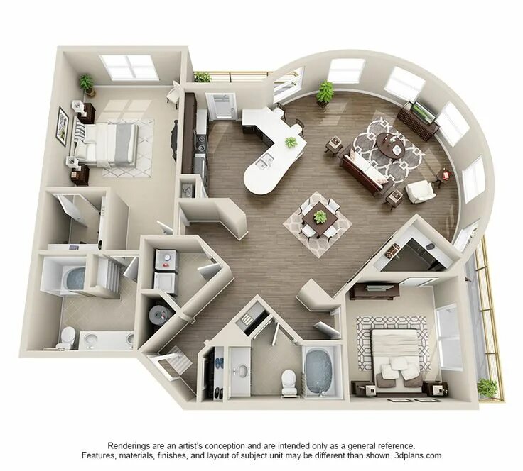Планировки квартир большой площади The Elizabeth is the largest floor plan that Elizabeth Square has to offer. This