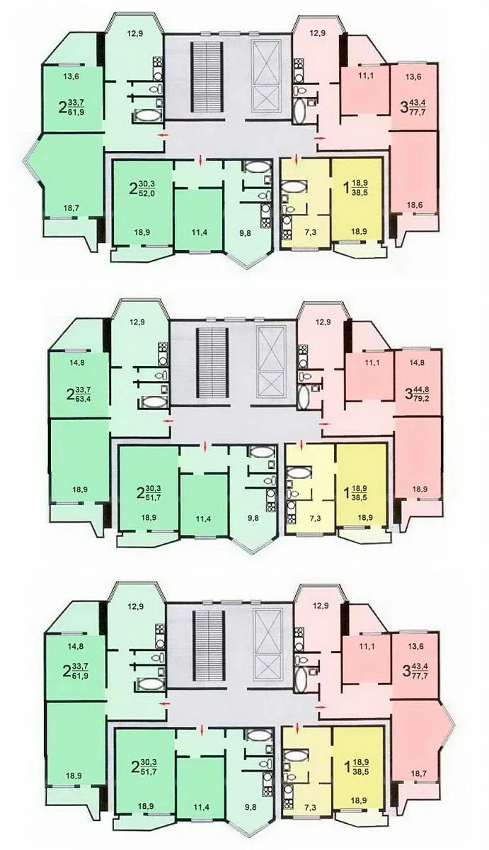 Планировки квартир дом п44т Московская обл., Солнечногорский р-н, д. Голубое, ул. Родниковая, дом 4 - информ