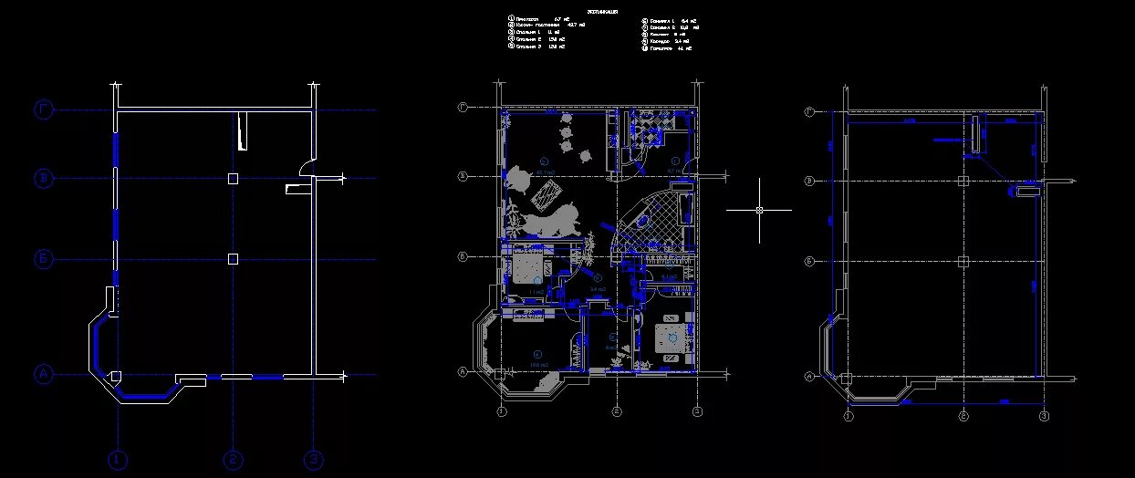 Планировки квартир dwg Планировка квартиры 140 м2 с мебелью - Чертежи, 3D Модели, Проекты, Планы и благ