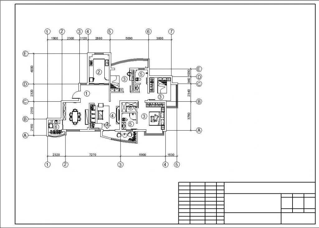 Планировки квартир dwg Планировка 4-х комнатной квартиры - Чертежи, 3D Модели, Проекты, Интерьер и мебе
