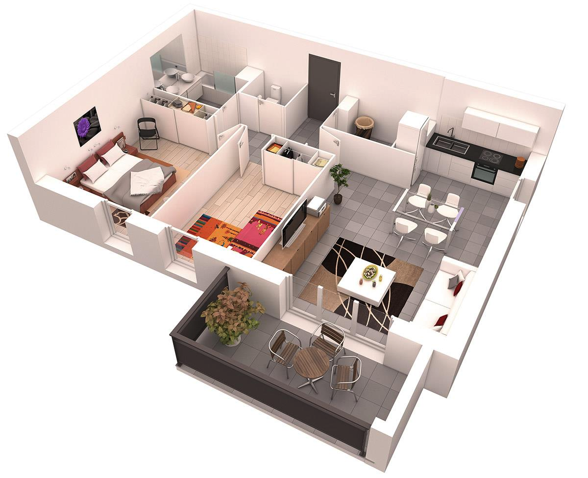 Планировки квартир индивидуальный проект 25 More 2 Bedroom 3D Floor Plans Floor plan design, Small house design plans, Ho