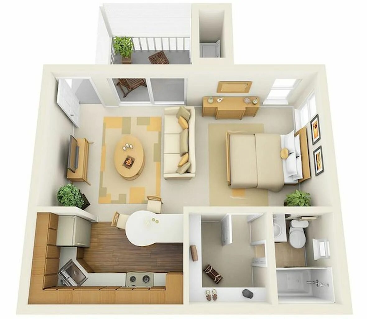 Планировки квартир индивидуальный проект Small Studio Apartment Layout Design Ideas (15) - home design Apartment interior