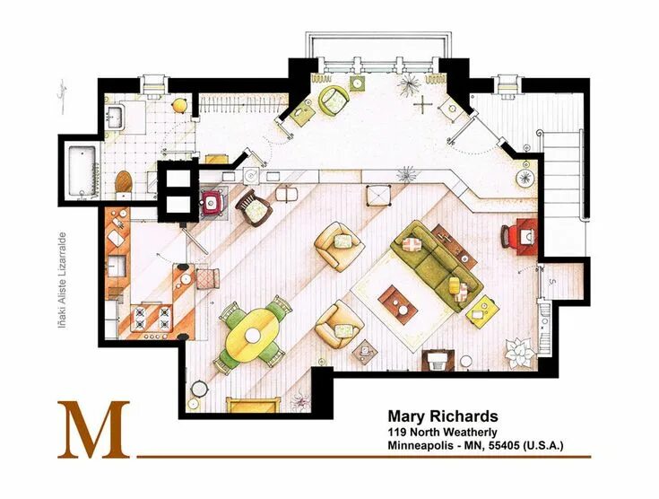 Планировки квартир из сериалов An artist recreated the floor plans for these 9 TV homes and the results are inc