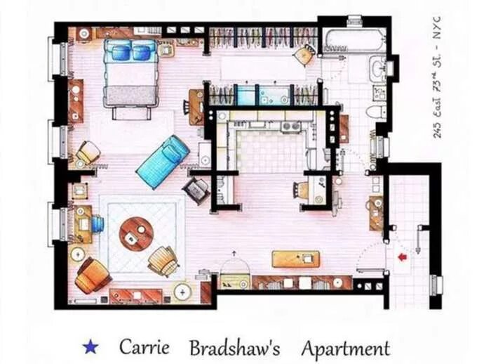 Планировки квартир из сериалов Pin on design Apartment floor plans, Apartment floor plan, Floor plans