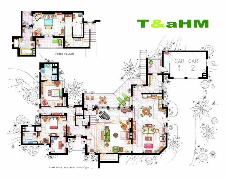 Планировки квартир из сериалов Рисованные интерьеры от Inaki Aliste Lizarralde Floor plan sketch, Floor plans, 