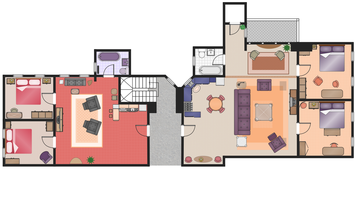 Планировки квартир из сериалов Friends TV Show Appartments. This example was created in #ConceptDraw PRO using 