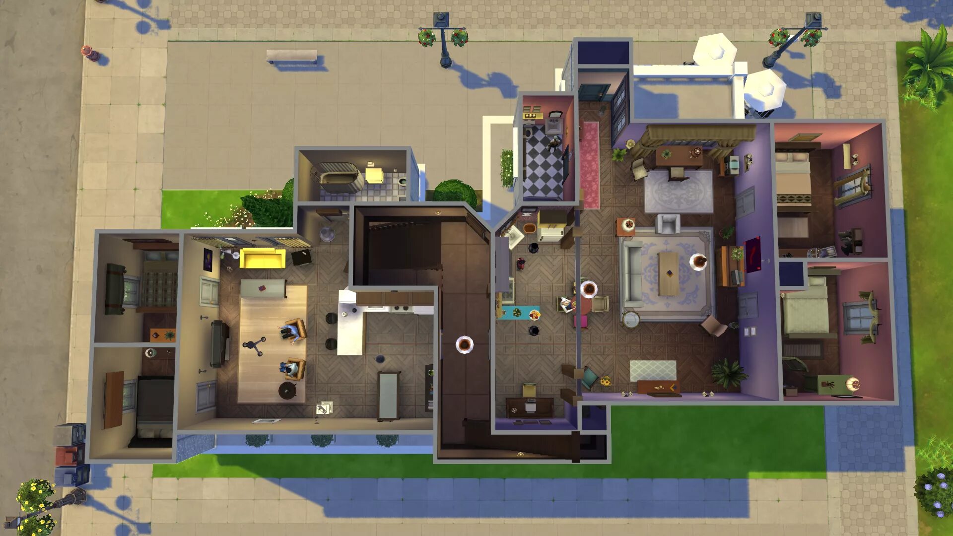 Планировки квартир из сериалов FRIENDS Remade In New Sims 4 Game Sims house, Friends apartment, Sims house plan