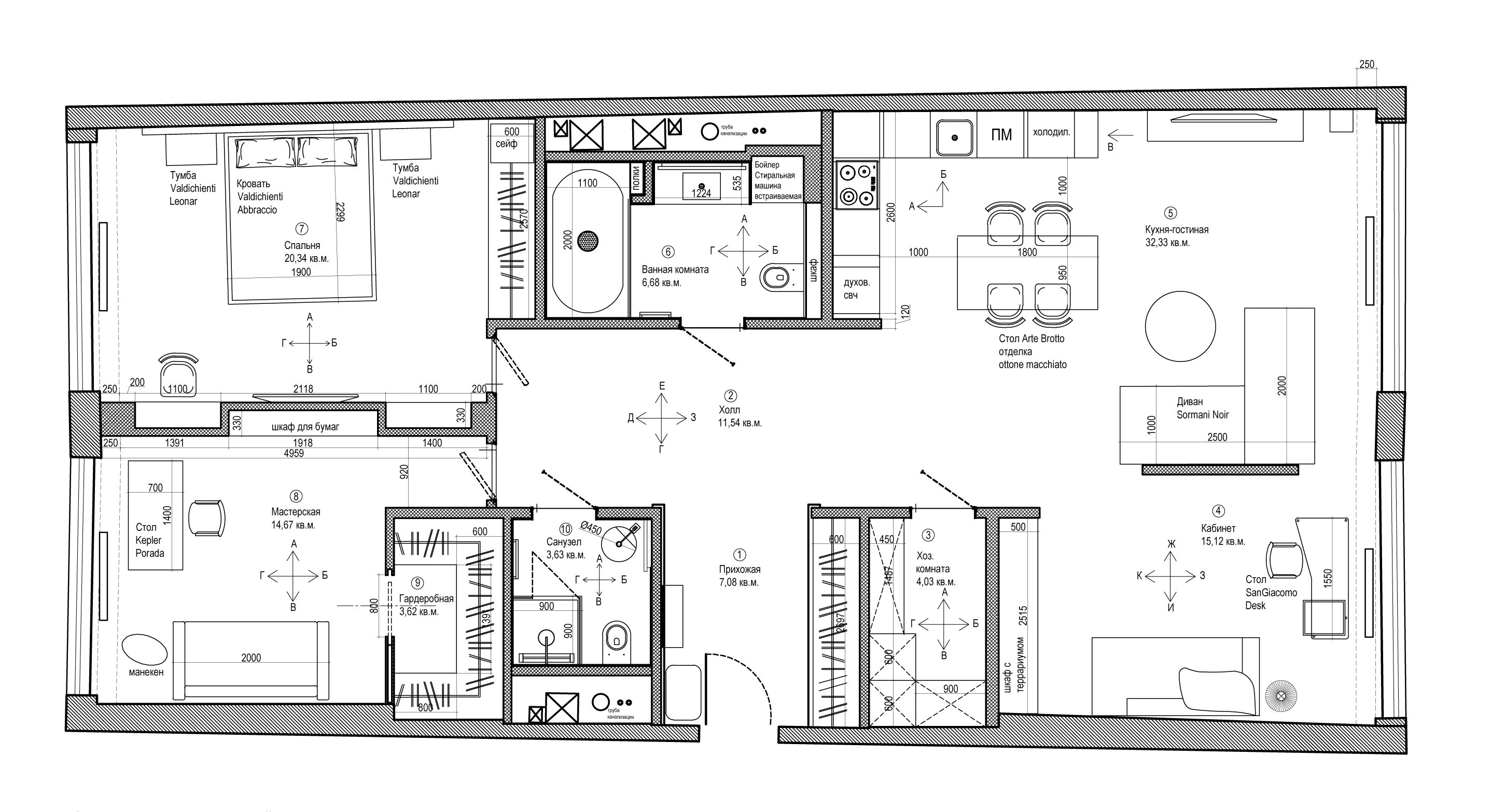 Планировки квартир на карте Современная квартира со свободной планировкой 120 м² Фото & Дизайн Селдон Новост