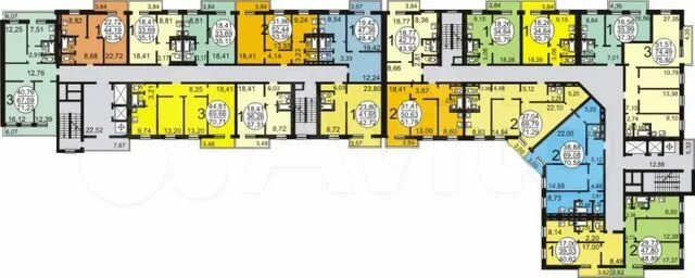 Планировки квартир новосибирск 1-к квартира, 42.7 м², 6/16 эт. на продажу в Новосибирске Купить квартиру Авито