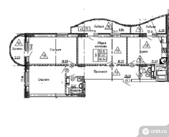 Планировки квартир олеко дундича 31 1 3-комнатная квартира 96,94 кв.м - Воронеж - Доска объявлений Камелот