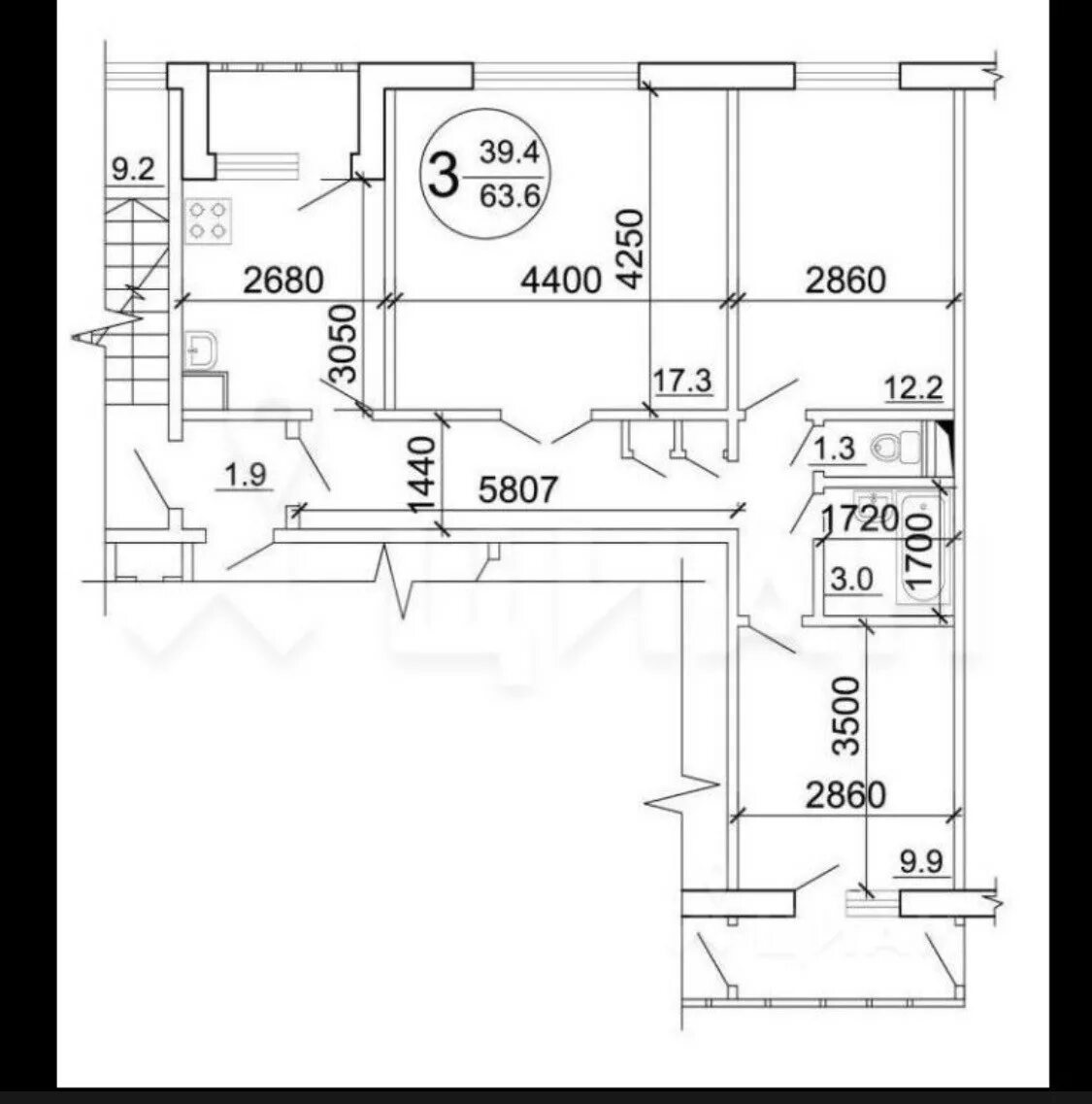 Планировки квартир п 30 Купить 3-комнатную квартиру, 64 м² по адресу Москва, Дубнинская улица, 46, 8 эта