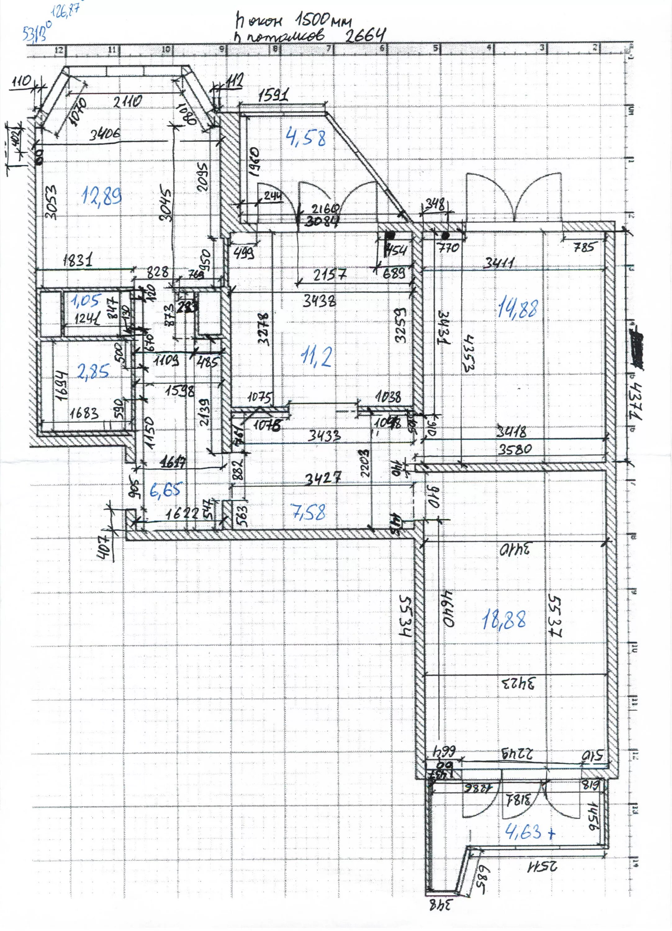 Планировки квартир п44 с размерами План бти п44 3х комнатная