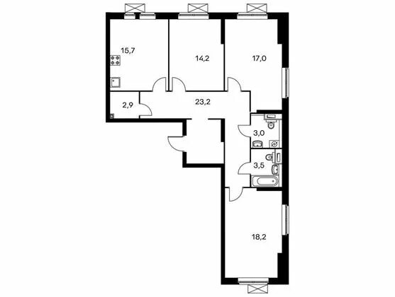 Планировки квартир пик 2 Продажа 3-комнатной квартиры 75,1 м², 24 этаж, ЮВАО, улица Золоторожский Вал, 11