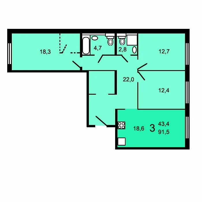 Планировки квартир пик 3 Продается квартира, 91.5 м², 18900000 , по адресу Москва, улица Люблинская, д 76
