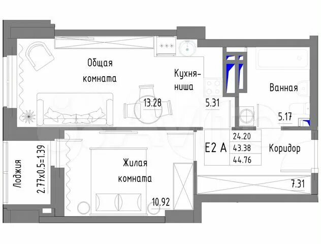 Планировки квартир ростов на дону 2-к. квартира, 44,8 м², 19/25 эт. на продажу в Ростове-на-Дону Купить квартиру А