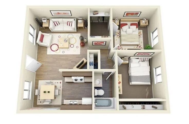 Планировки квартир с двумя санузлами Simple, like this Apartment floor plans, Apartment layout, Small house plans