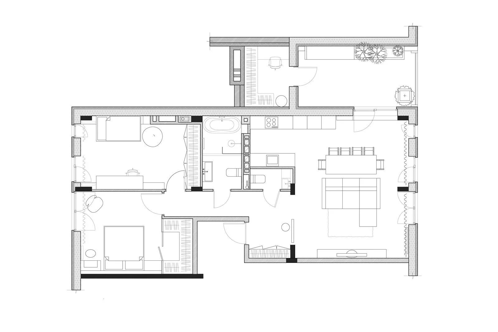 Планировки квартир с двумя санузлами Квартира в Киеве от Lugerin Architects - HQROOM Architect, Apartment, Floor plan