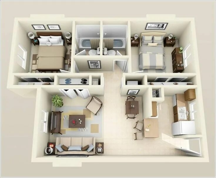 Планировки квартир с двумя санузлами Pin de Cristal Heredia García en Arq Modelos de casas interiores, Planos casa do