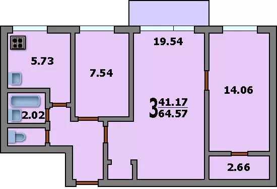 Планировки квартир серии ii 29 Дома серии II-29 - 3D планировка 3-комнатной квартиры вариант A, посмотреть и ра