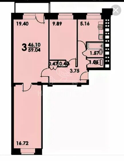 Планировки квартир серии ii 29 Купить 3-комнатную квартиру 58,4 м² по адресу Москва, бульвар Яна Райниса, 19к2 