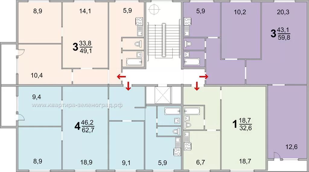 Планировки квартир серия ii 49 Серия дома II-49