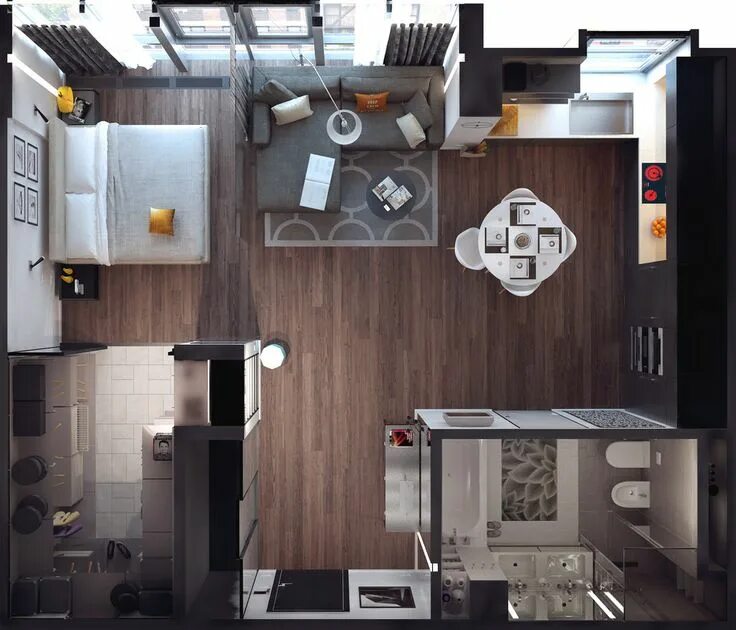 Планировки квартир студий фото Ultimate Studio Design Inspiration: 12 Gorgeous Apartments Studio apartment floo