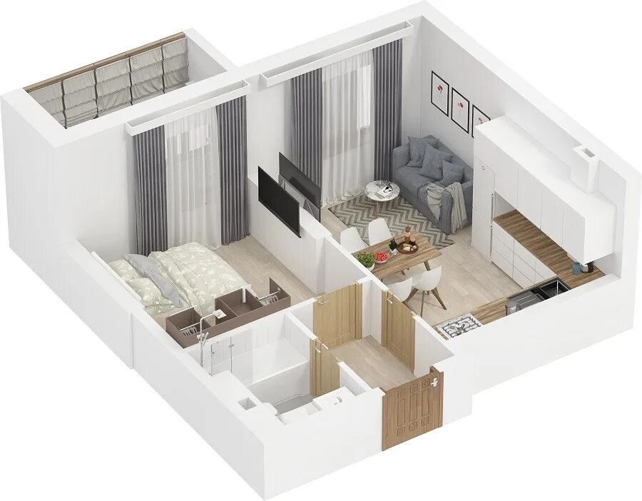 Планировки квартир цены в москве 1-ПК, Секция 1, этаж 12, квартира 8 - tairovo-gardens.com.ua