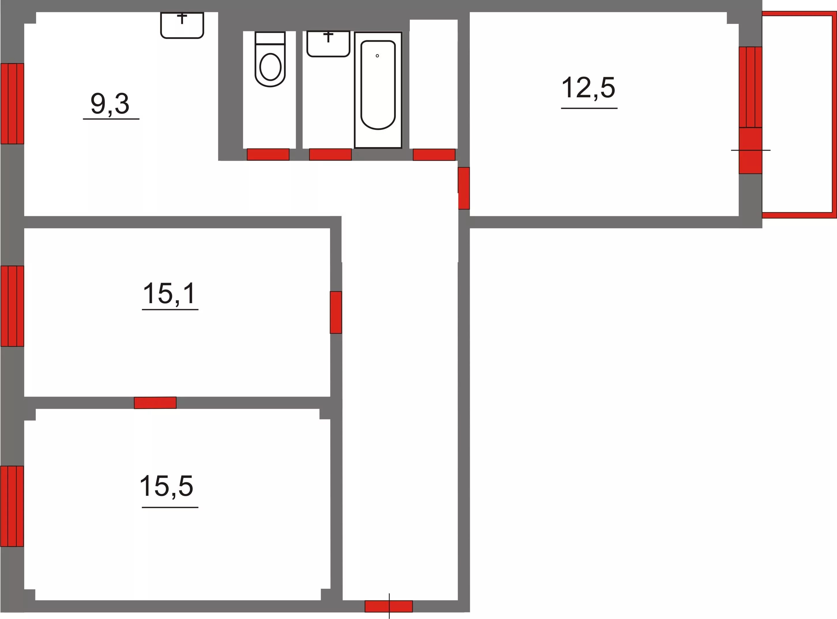 Планировки квартир территория 3 Продам 3-комн. на Семафорной 201 - Красноярск: Общие параметры квартиры: Площадь