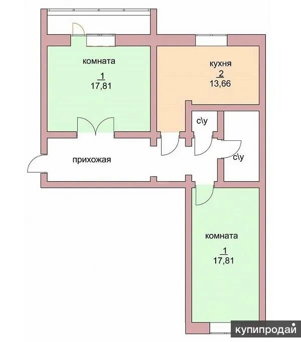 Планировки квартир улучшенной серии 2-к квартира, 65 м2, 5/10 эт. в Челябинске