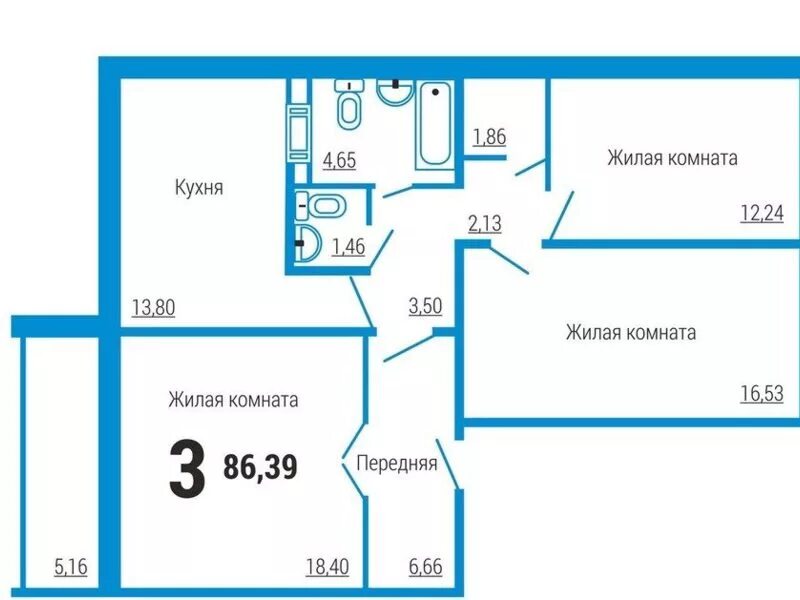Планировки квартир улучшенной серии Купить 3-комнатную квартиру, 83 кв. м., Челябинск, цена 2570000 руб., № 931173 R