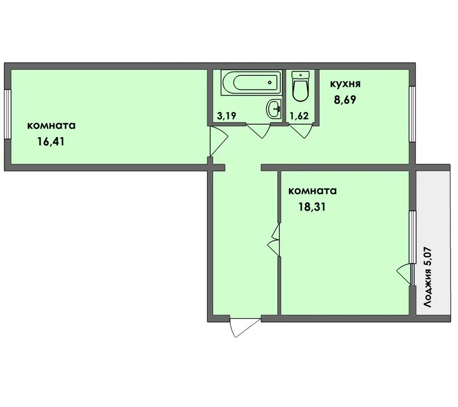 Планировки квартир улучшенной серии Купить 2-комнатную квартиру, 57.3 м² по адресу Челябинская область, Троицк, 2-й 