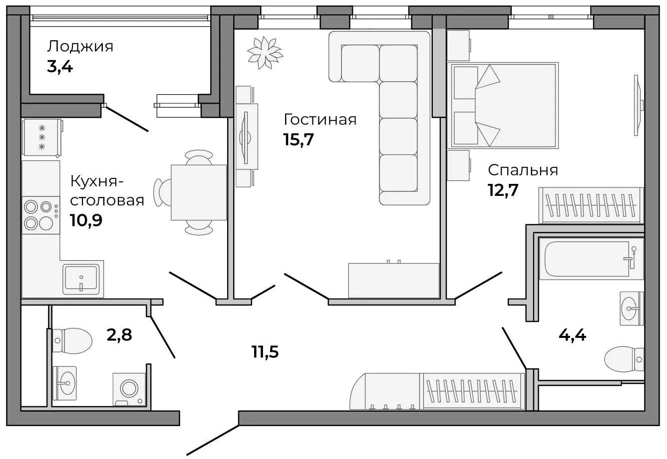 Планировки квартир в новостройках Квартира 2х комнатная в пионерском: найдено 86 изображений