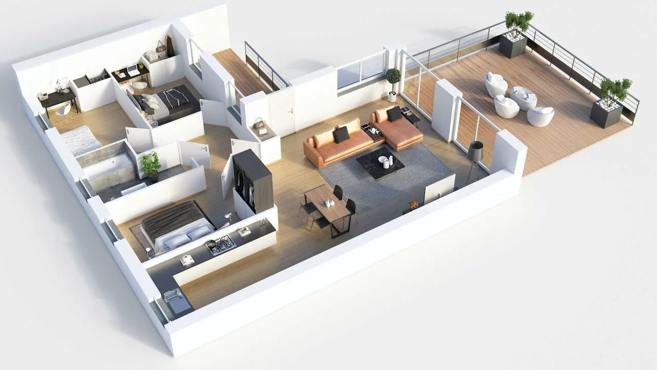 Планировки квартир в современных домах 150 creative 3D floor plans for one two and three - YouTube