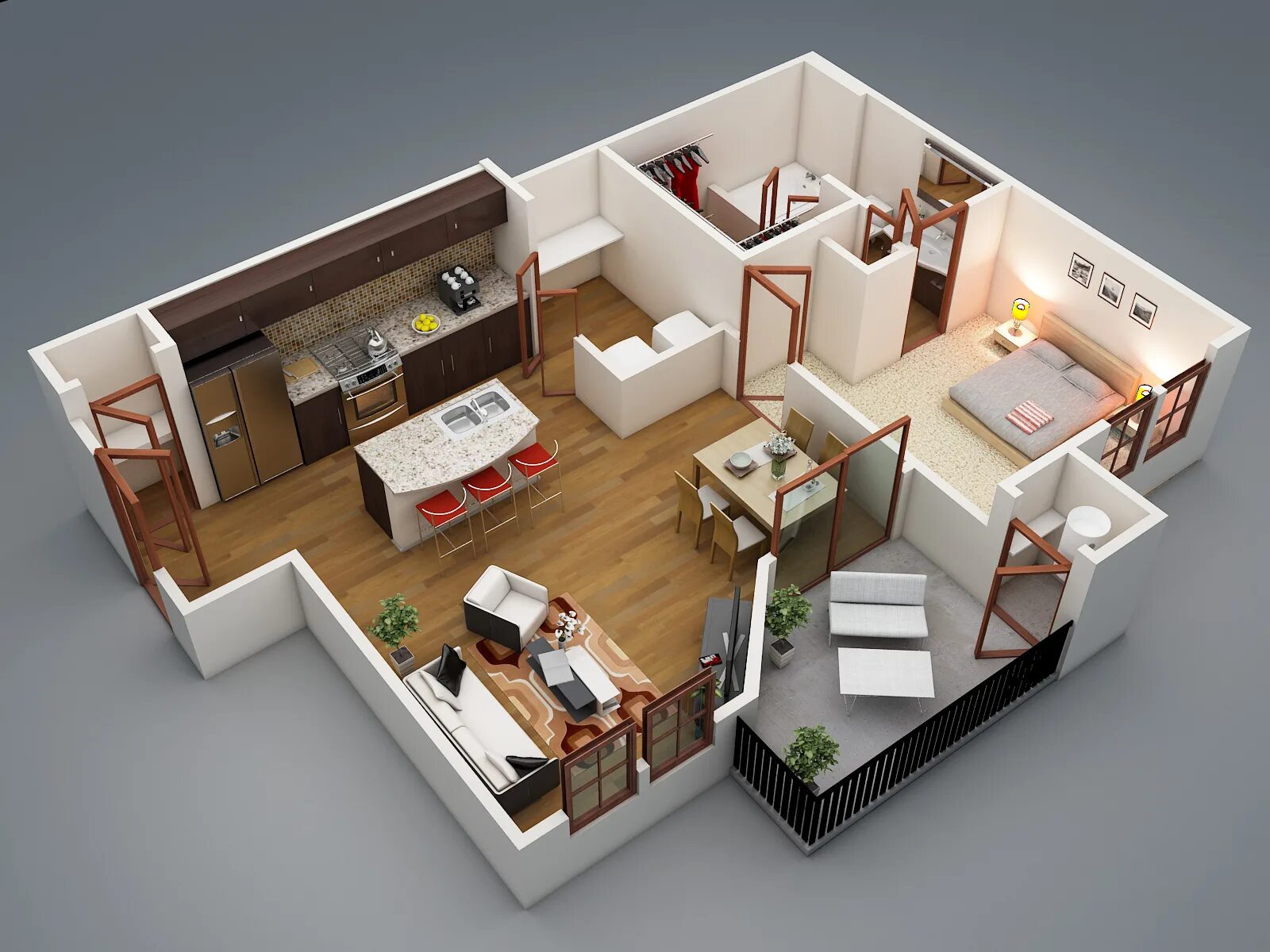 Планировки квартир в современных домах 3d Floor plans on the basic of 2d blue print. :: Behance