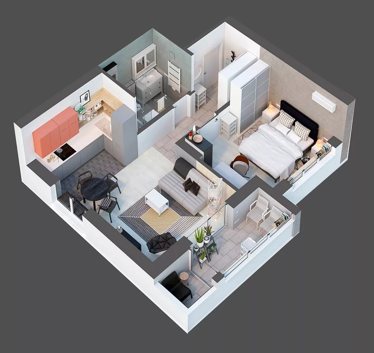 Планировки квартир в современных домах 4 Small Apartment Designs Under 50 Square Meters Small apartment design, House f
