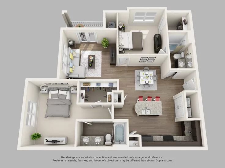 Планировки квартиры 4 B2 Hyde 2b/2b 1,197 sf. House layout plans, Small house plans, Apartment layout