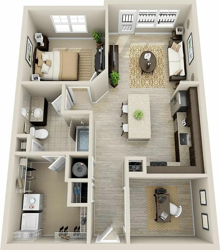 Планировки квартиры 4 50 One "1" Bedroom Apartment/House Plans - Architecture & Design Diseño de casas