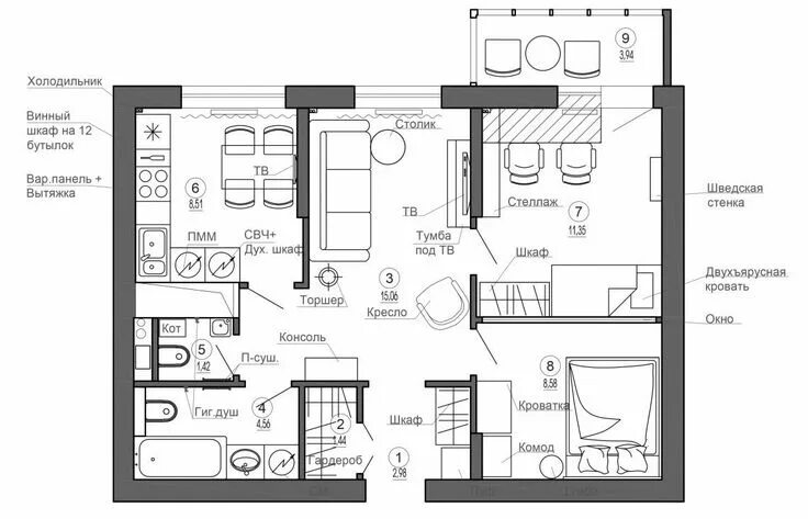 Планировки квартиры 53 кв Пин от пользователя Pierre Bleek на доске Plans maisons План дома, Дизайн неболь