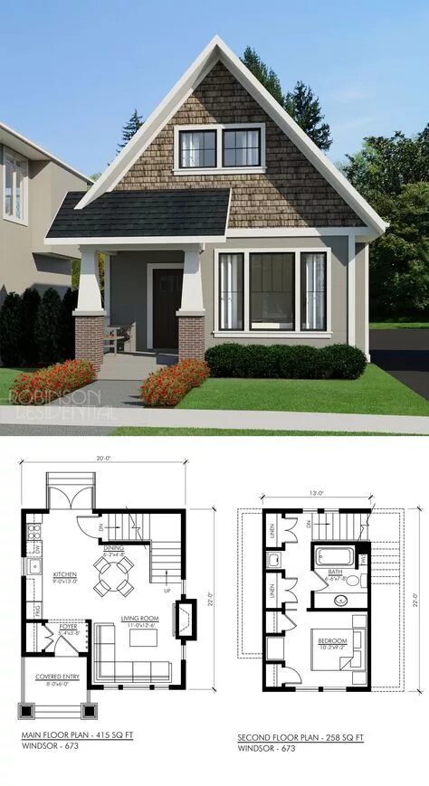 Планировки маленьких частных домов Craftsman Windsor-694 - Robinson Plans Sims house plans, House floor plans, Hous