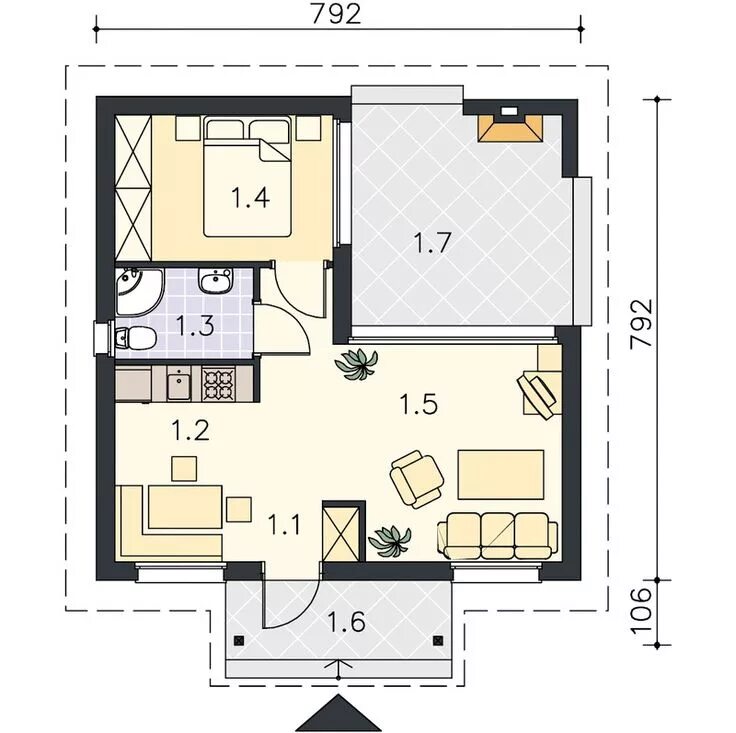 Планировки маленьких одноэтажных домов Pin en Ідеї для дому Planos de casas, Planos de apartamentos pequeños, Casas chi