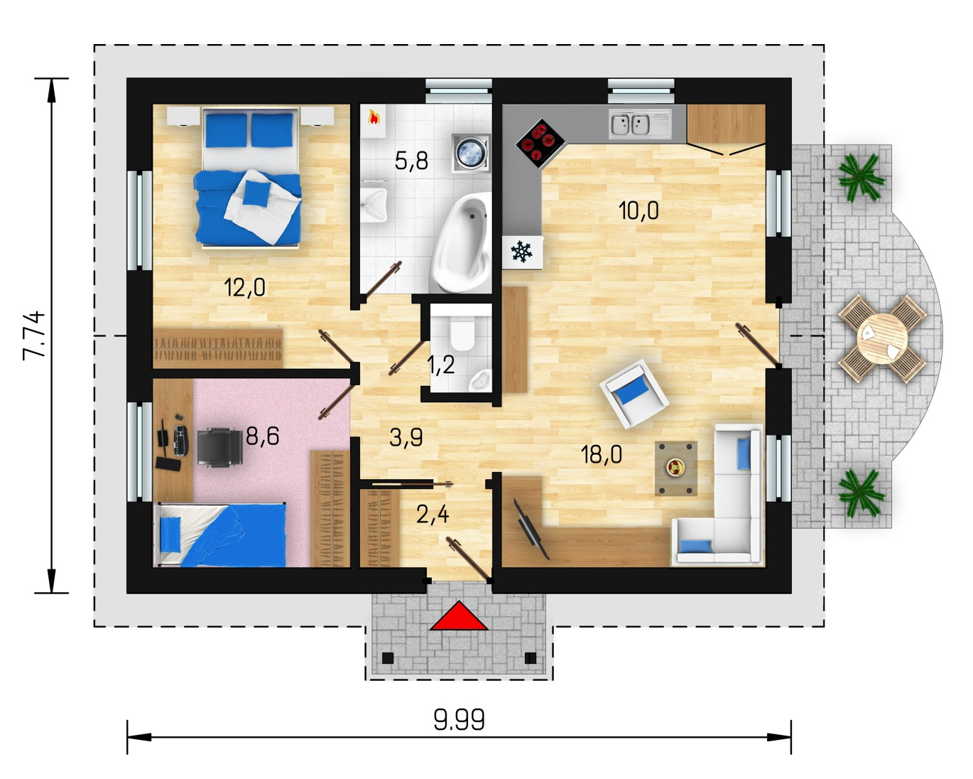 Планировки маленьких одноэтажных домов Проект дома Bungalow 11