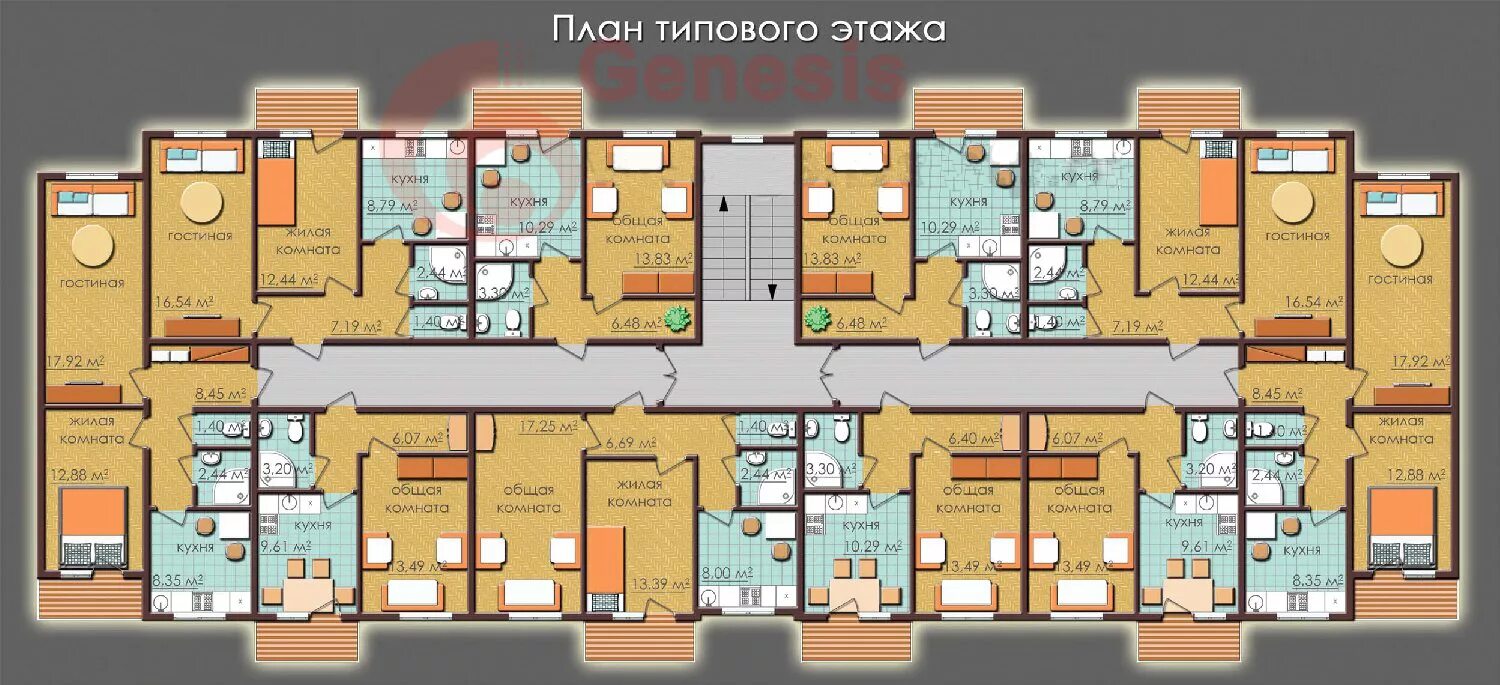 Планировки многоквартирных жилых домов Строительная компания ШпарСтрой Проект многоквартирного дома Т-99 (Балашиха)