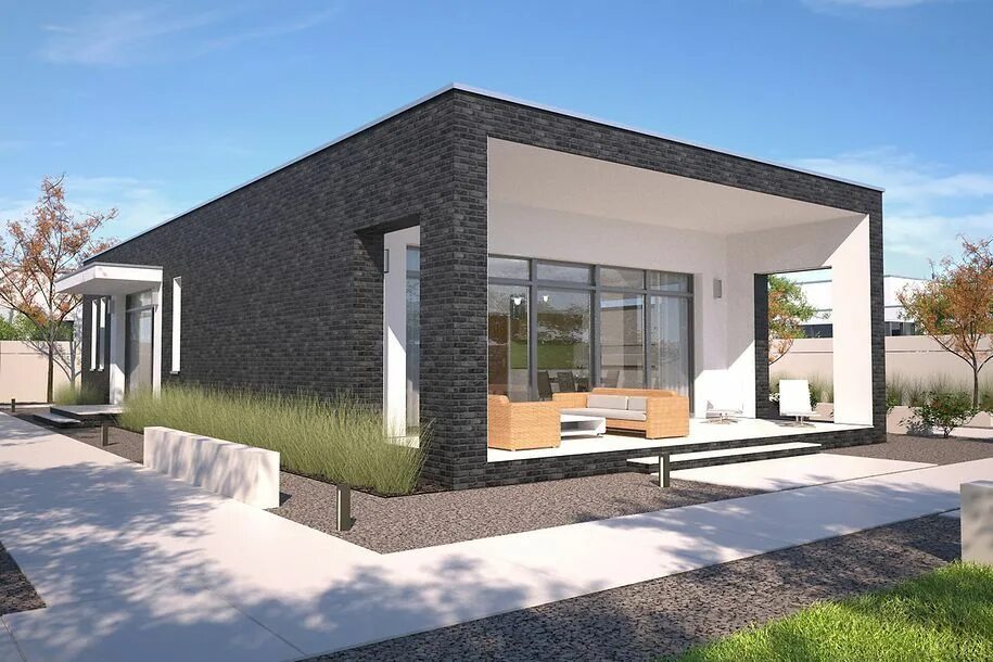 Планировки одноэтажного дома плоская крыша Projekt domu Lancaster II DCB104a Modern bungalow house, Architecture house, Hou