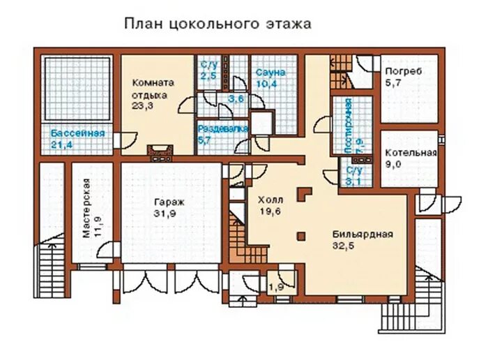 Планировки одноэтажного дома с цокольным этажом План цокольного этажа с гаражом в частном доме: Виды и Плюсы и Минусы проекта