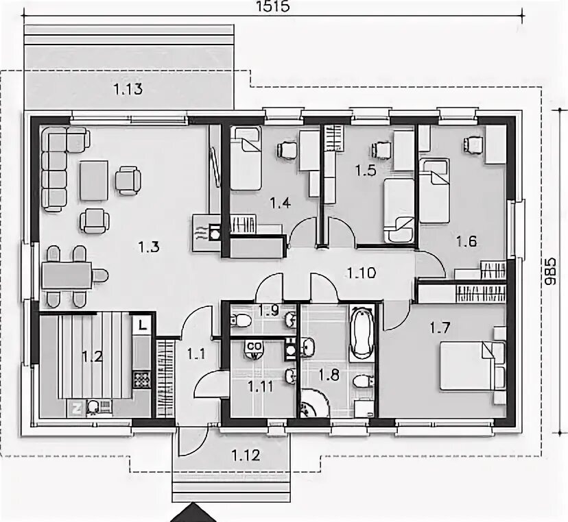 Планировки одноэтажных домов до 60 Projekt domu Arosa LMB115 Floor plans, How to plan, House
